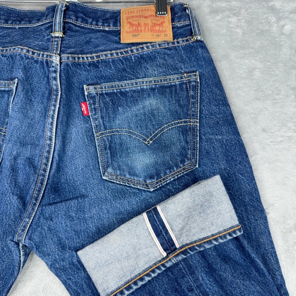 Levi's 501 White Oak Cone Selvedge Denim Jeans Mens 34x32 (Actual 32x28)